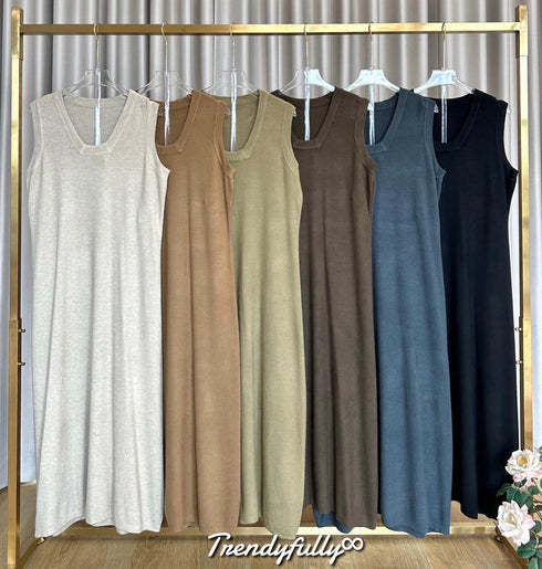 Casual Knitted Long Sleeveless Dresses